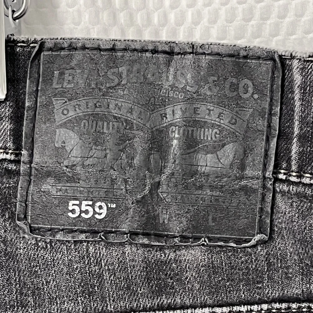 Levi's Men's 559 Relaxed‎ Straight Jeans 44x30 Faded Wash Black Stretch Denim GC